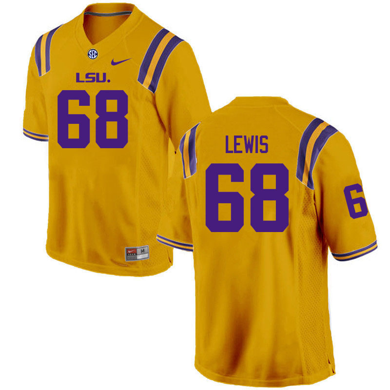 LSU Tigers #68 Damien Lewis College Football Jerseys Stitched Sale-Gold